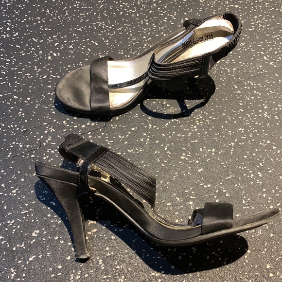 Black satin strappy heels by Kenneth Cole Reaction Size 8.5. - Picture 2 of 2